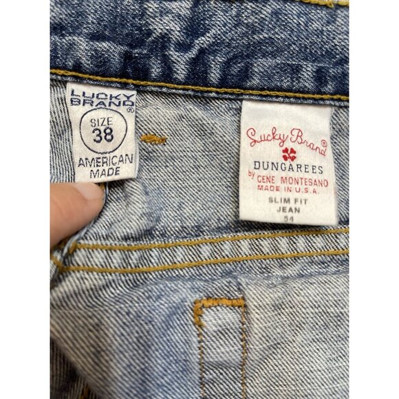 Lucky Brand Dungarees Jeans Mens 38 Blue Made in USA 100% Cotton Classic Fit - Picture 13 of 14